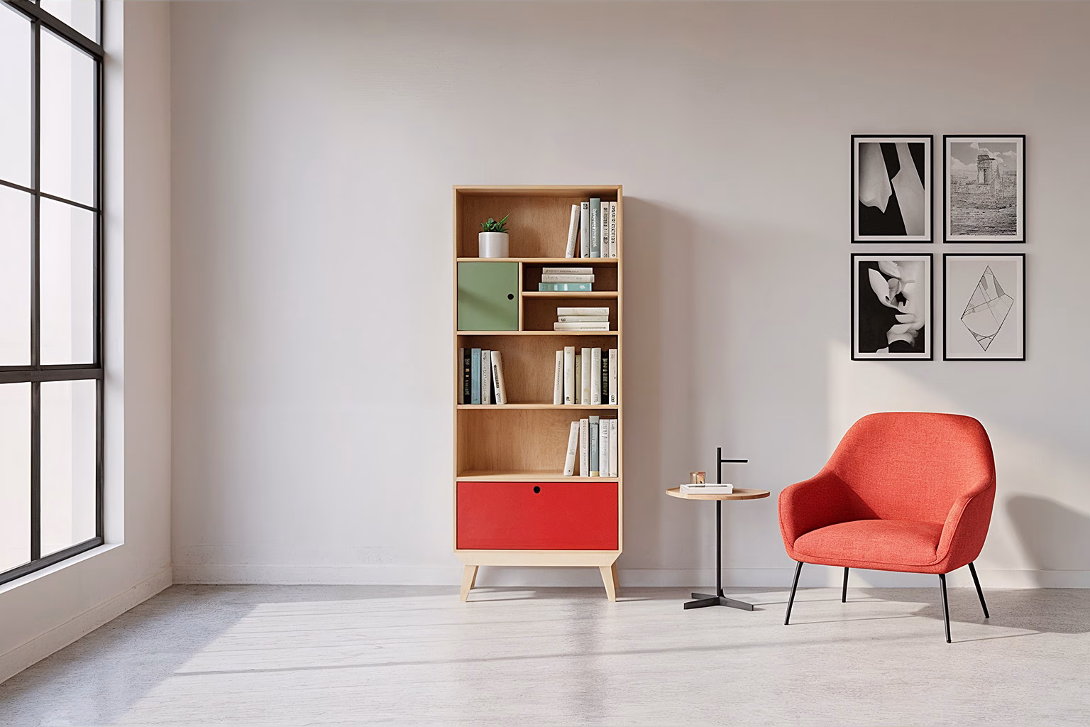 کتابخانه چوبی مینیمال