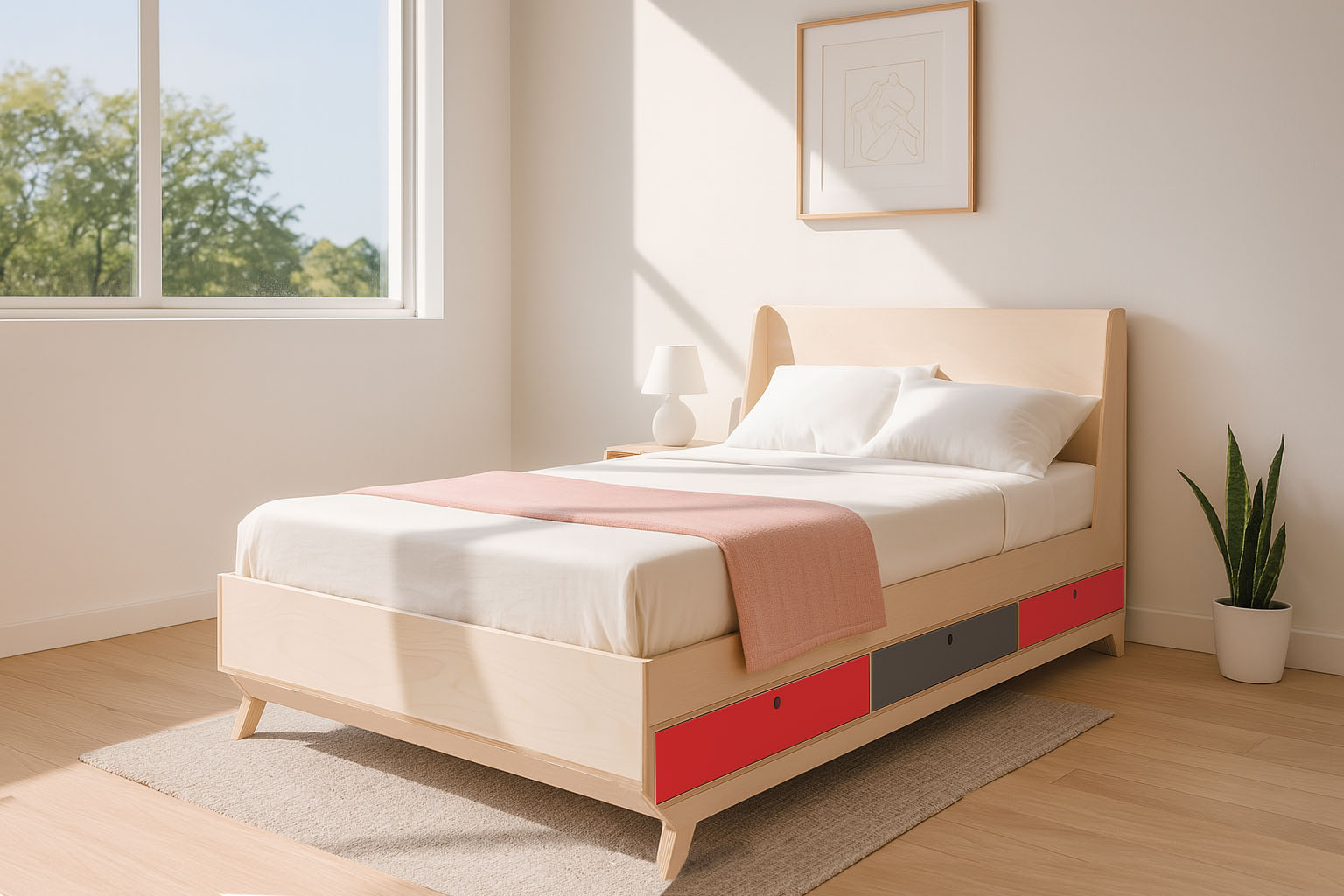 خرید تخت خواب یک نفره چوبی